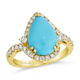 Yellow Gold Turquoise and Diamond Ring