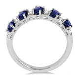 14K White Gold Diamond Oval Sapphire and Round Cut Diamond Ring,  0.15 Carat Dia. TW