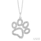 Sterling Silver Diamond Paw Print Pendant, 0.05 Carat TW