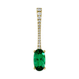 14K Yellow Gold LG Oval Emerald & Diamond Pendant, 1.25 ct Emerl. & 0.16 ctw Dia.