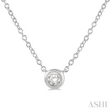 10K Yellow Gold Round Cut Diamond Necklace, 0.10 Carat TW