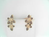 .70Carat TW  Chocolate and Ombre Diamond Floral Drop Earrings  set in 14K Honey  Gold
