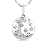 Sterling Silver Diamond Rounds Bold fashion Pendant, 0.08Carat TW