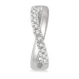 10K White Gold Intersecting Arm Diamond Huggie Earrings, 0.10 Carat TW