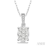 White Gold "Lovebright" Diamond Oval Pendant- .15 CTW