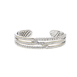 1.02 CTW Sterling Silver/14KY Gold Accent Diamond Bangle Bracelet