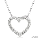 10K White Gold Diamond Diamond Heart Pendant,  0.08 Carat tw