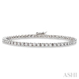 14K White Gold Diamond Square Tennis Bracelet w/ 3.0 ctw, 7