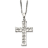 Stainless Steel Textured Cross Necklace 22