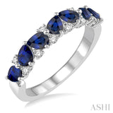 14K White Gold Sapphire and Diamond Ring, 0.15 Carat Dia. TW