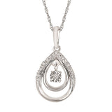 Sterling Silver Shimmering Diamonds Tear Drop Pendant