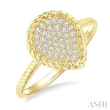 10K Yellow Gold Diamond Pear Shape Round Cut Diamond Fashion Ring, 0.20Carat TW