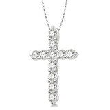14K White Gold Diamond Cross Pendant, 0.25 Carat tw