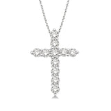 14K White Gold Diamond Cross Pendant, 0.25 Carat tw