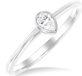 White Gold Bezel Set Pear Cut Diamond Ring