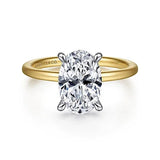 14KY Diamond Oval Solitare Engagement Ring w/ 0.05 ctw