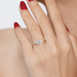 14K White-Yellow Gold Round Diamond Engagement Ring with 1ct CZ Center