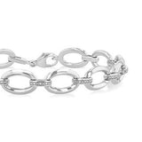 Sterling Silver Oval Link Diamond Bracelet, 0.10 Carat TW