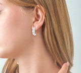 14KW"Lovebright" Small Diamond Hoop Earrings w/ 0.50 ctw