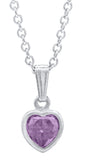 Sterling Silver Heart June CZ Birthstone Pendant w/ 13