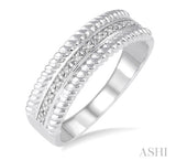 Sterling Silver Rope Diamond Accent Ring w/ 0.05 ctw