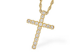14K Yellow Gold Diamond Cross Pendant, 0.25Carat TW