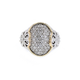 .75 CTW Sterling Silver/14KY Gold Accent Oval & Diamond Fashion Ring