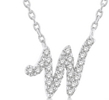 10K White Gold Diamond Initial "W" Necklace, 0.08 Carat TW