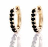 Yellwo Gold Bezel Set Black Diamond Huggies. 0.29 Carat tw