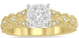 14K Yellow Gold Lovebright Engagement Ring, 0.35 Carat TW