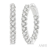 14KW Diamond In/Out Round Hoop Earrings w/ 2.0 ctw