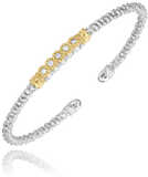Sterling Silver/14K Yellow Gold 2Mm Diamond Fashion Bracelet  .15Carat TW