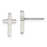 Stainless Steel Polished Cross Post Earrings