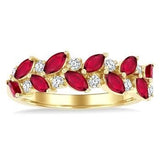 14K Yellow Gold 4X2 MM Ruby and Diamond Ring, 0.20 Carat Dia. TW