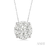 14KW "Lovebright" Diamond Cluster Pendant w/ 0.12 ctw