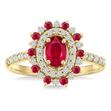 14K Yellow Gold Ruby and Diamond Fashion Ring