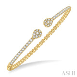 14K Yellow Gold Pear Shaped Diamond Open Cuff Bangle, 1.0  Carat TW