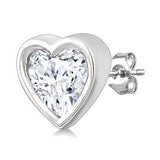 10K White Gold Petite Bezel Set Heart Shape Diamond Fashion Stud Earrings, 0.20Carat TW