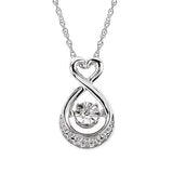 Sterling Silver Shimmering Diamond Pendant and Rope Chain w/ 0.03 ctw & 18" Chain