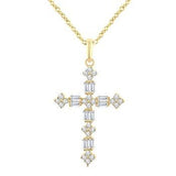 14K Yellow Gold Diamond Cross Pendant, 0.30Carat TW