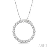 14K White Gold Diamond Circle of Love Pendant, 0.25 Carat TW