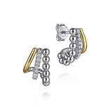 Sterling Silver/14K Yellow Gold Bujukan Multiple Row Hoop Earrings, 0.20Carat TW White Sapphire