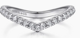 14K White Gold Diamond Curved V Wedding Band, 0.27 Carat TW