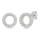 10K White Gold Diamond Petite Circle Stud Earrings w/ 0.10 Carat TW