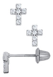 Sterling Silver CZ Cross Earrings