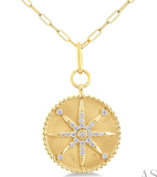 14K Yellow Gold Diamond Compass Medallion Pendant, 0.25 Carat tw