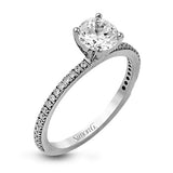 18K White Gold Diamond Engagement Ring, Semi-Mount with 0.14 carat total weight