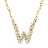 10KY Diamond Initial "W" Necklace w/ 0.06 ctw & 18" Chain