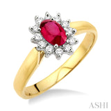 14KY 6x4 Oval Ruby & Diamond Ring w/ 0.20 ctw