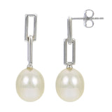 Sterling Silver Freshwater Cultured Pearl Paper Clip Earrings